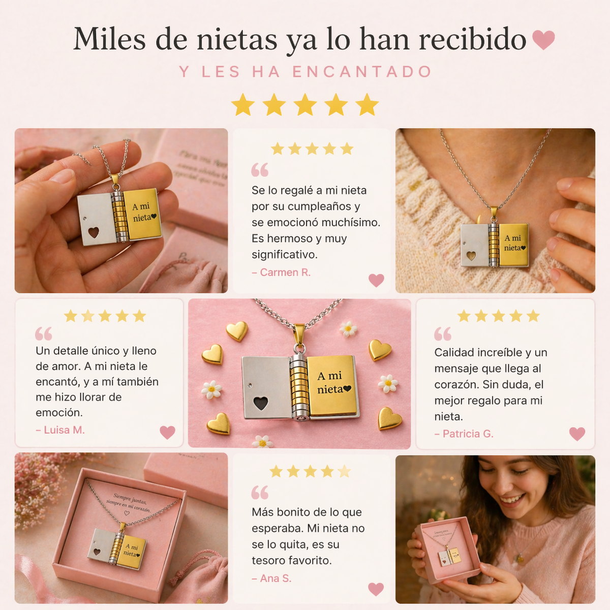 Collar libro Mi Pequeña Estrella para Mi Nieta