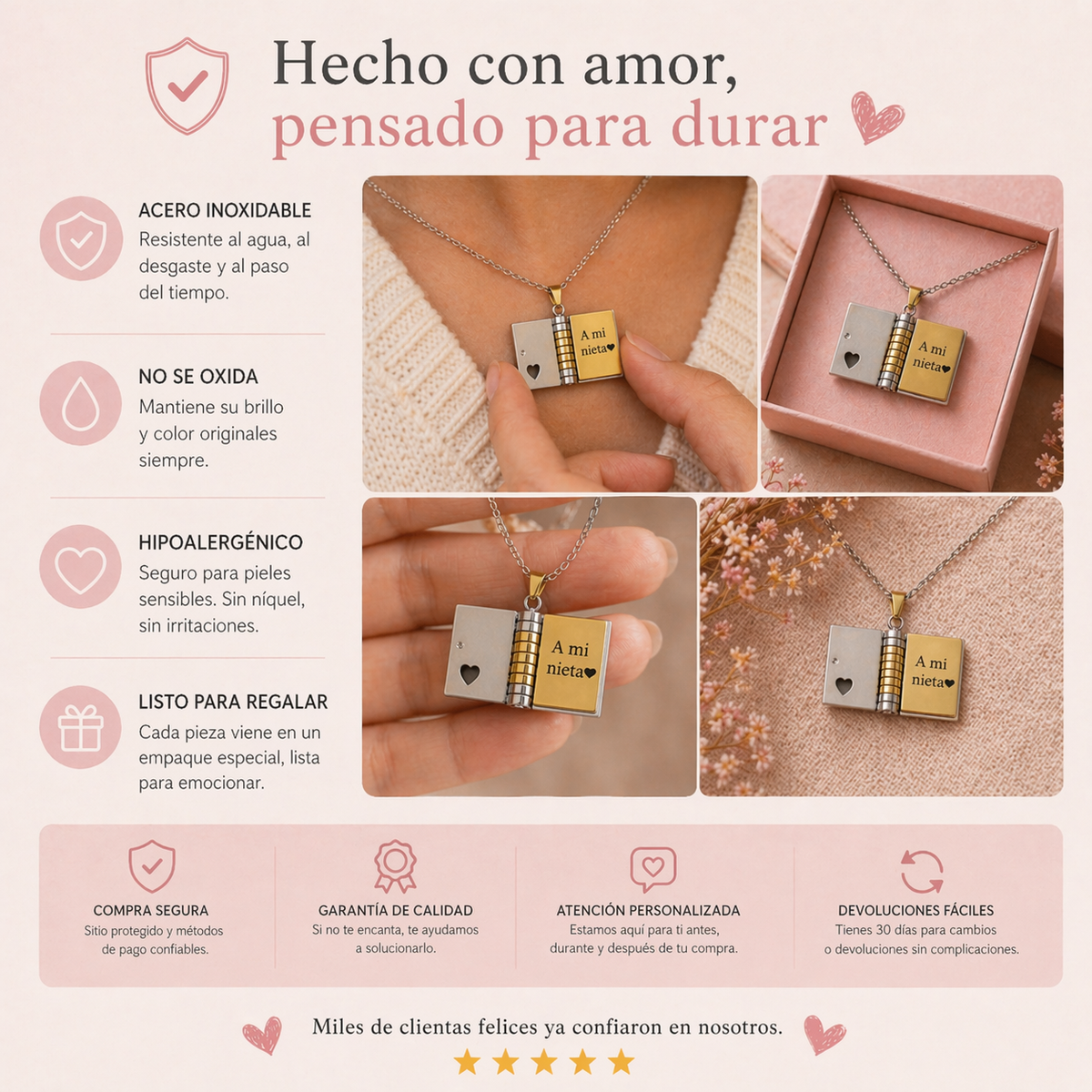 Collar libro Mi Pequeña Estrella para Mi Nieta