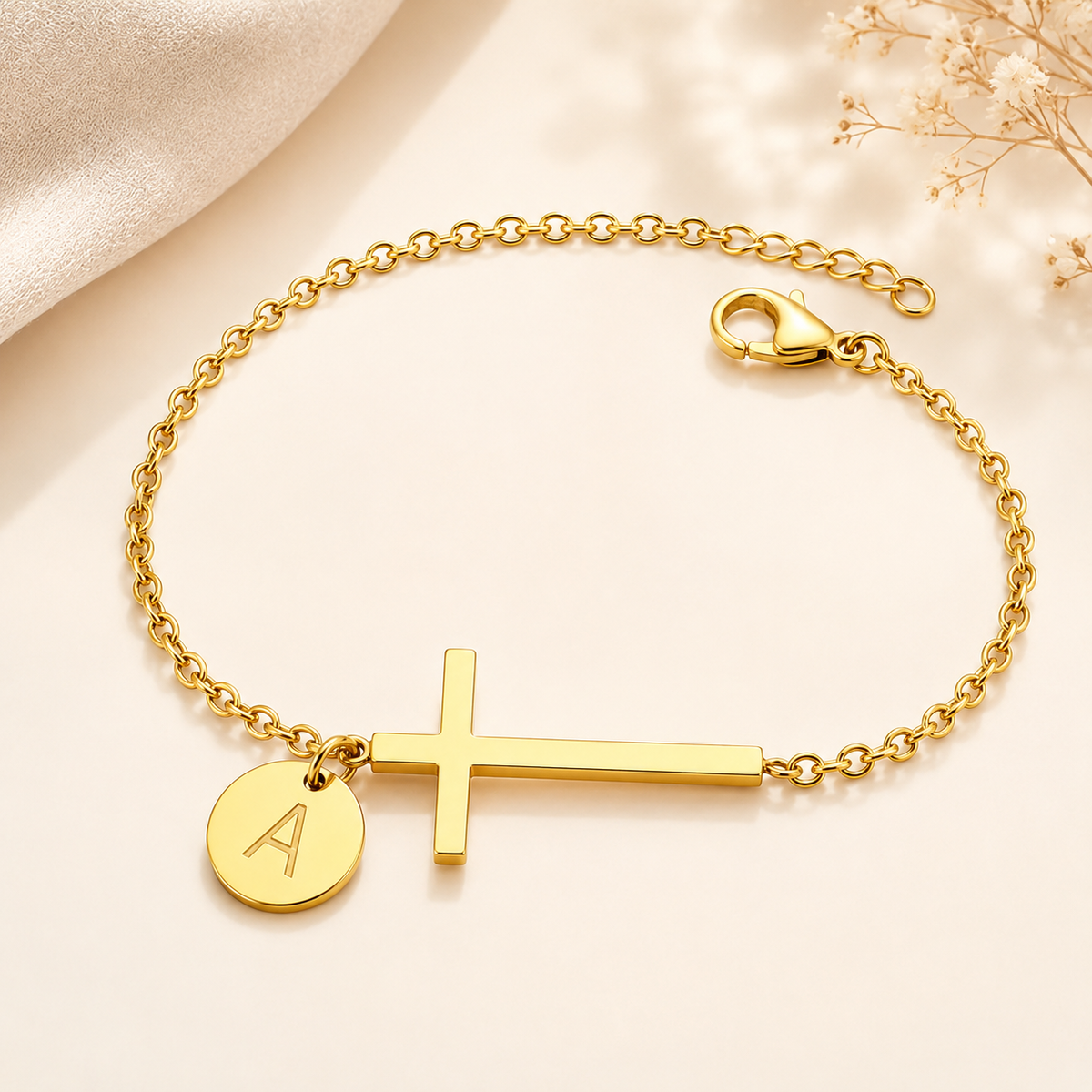 Pulsera con Inicial "Cruz"