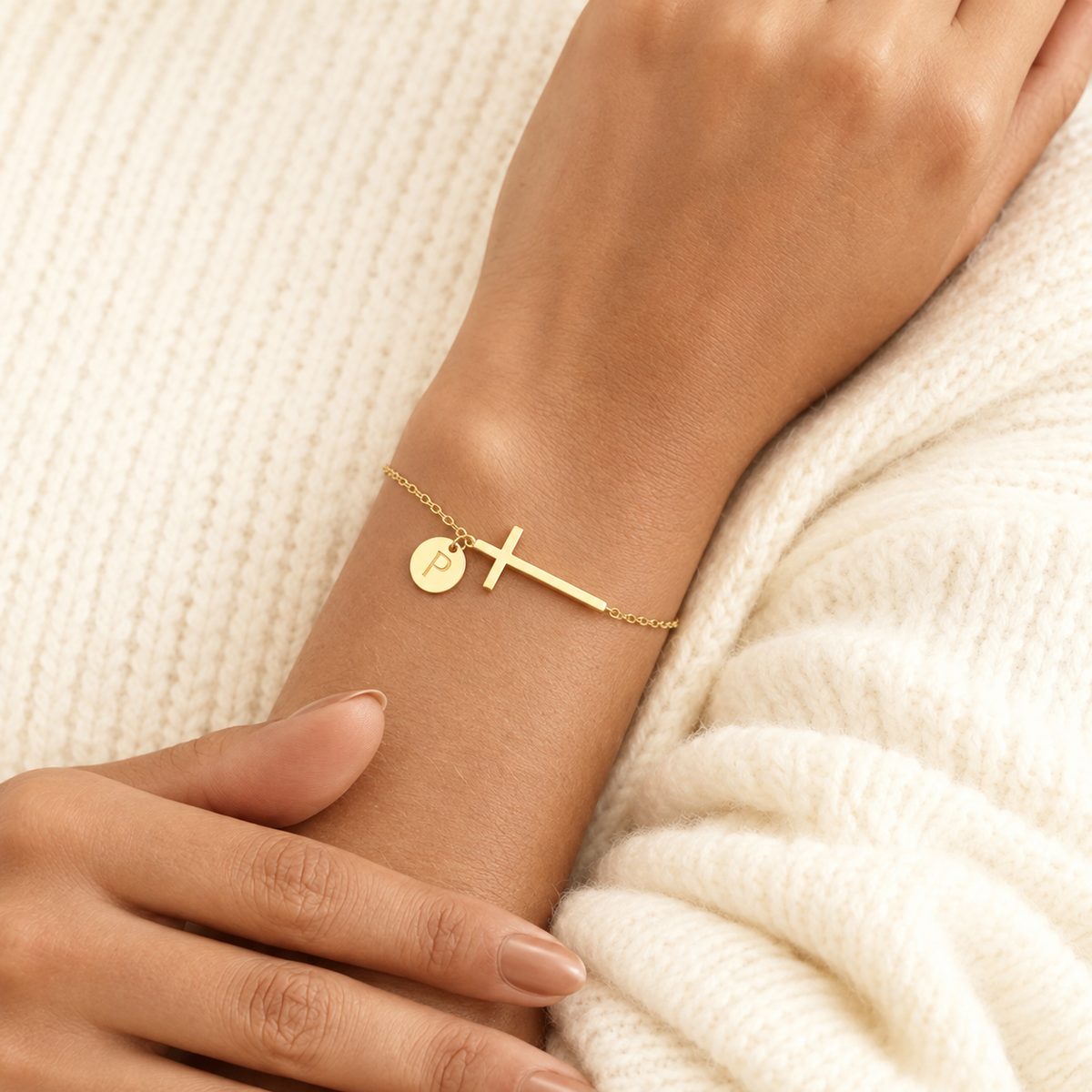 Pulsera con Inicial "Cruz"